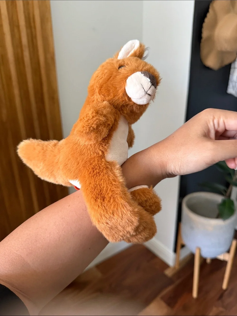 Wild Republic Orange Kangaroo Hand Puppet Plush Toy.
